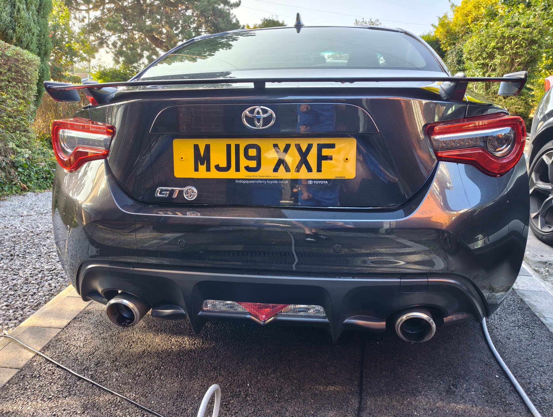 GT86 rear with polished paintwork and clean exhaust tips