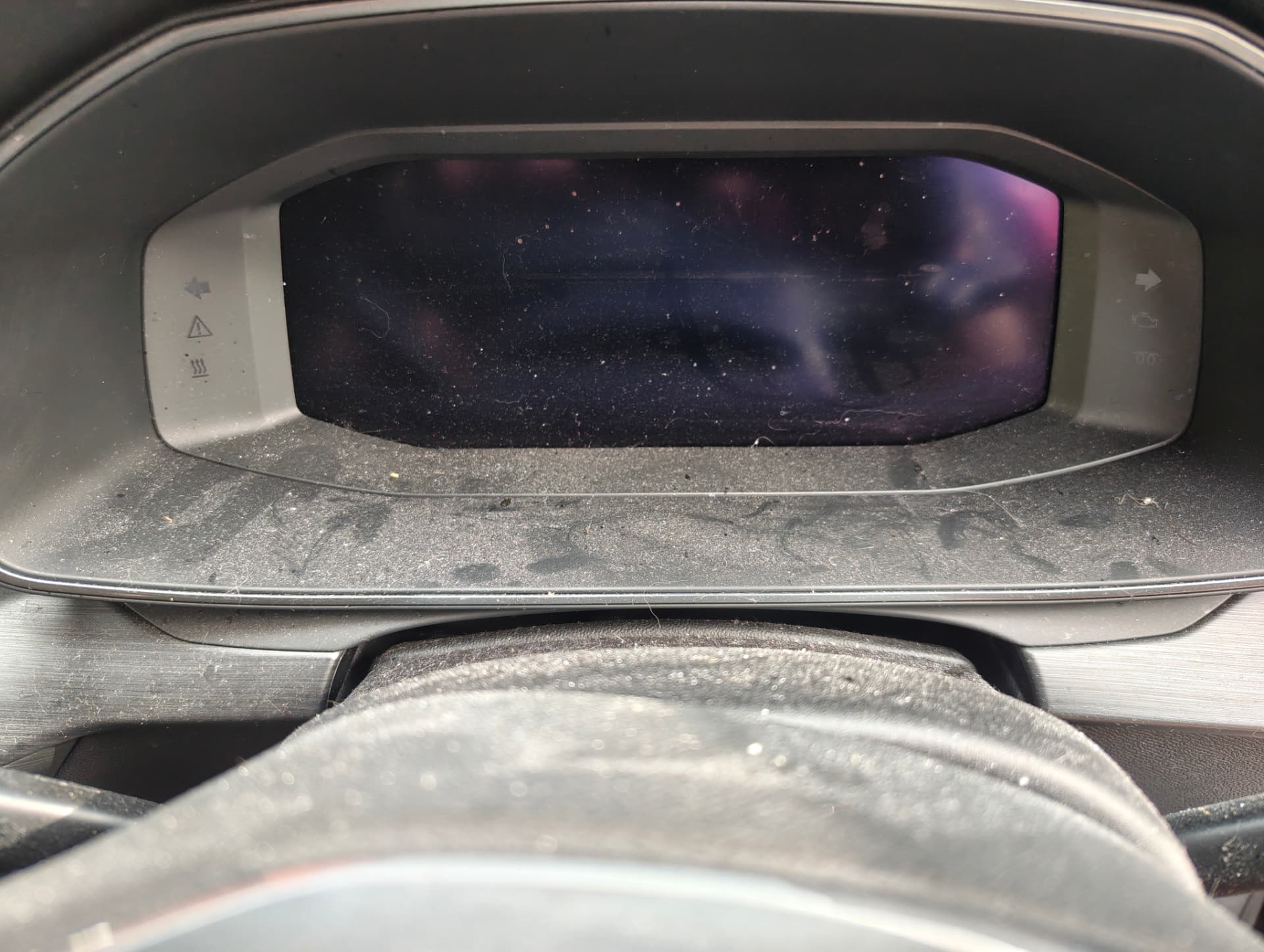 Cupra instrument cluster covered in dust before interior detail